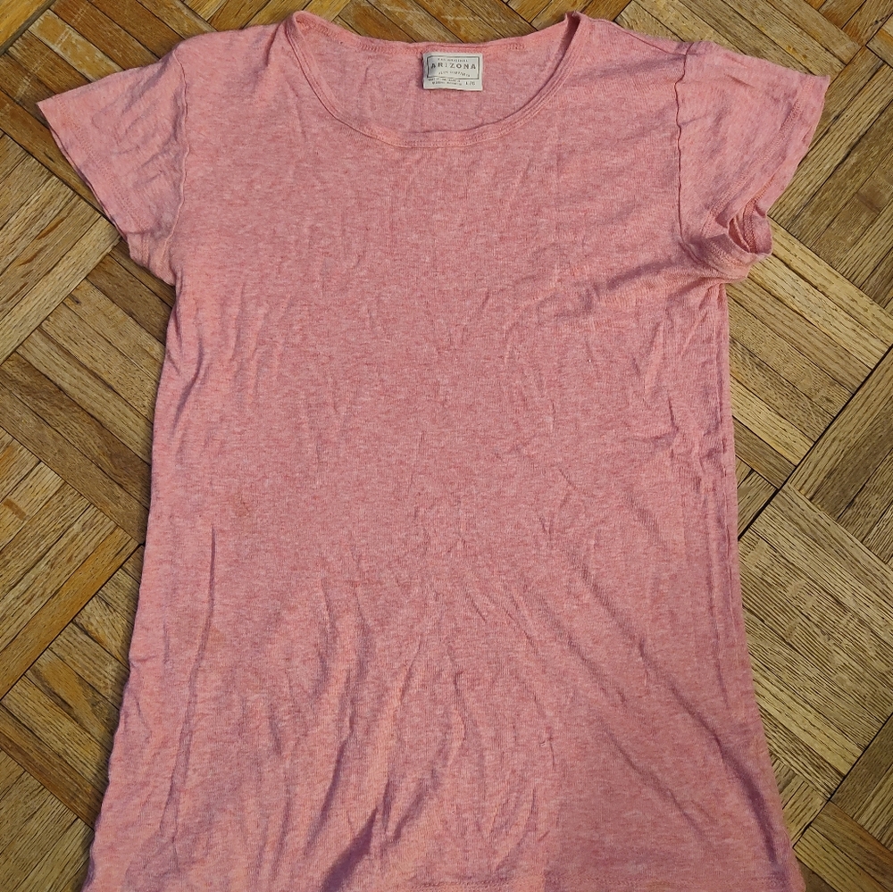 Arizona Jean Company Pink Ribbed Short Sleeve T-shirt